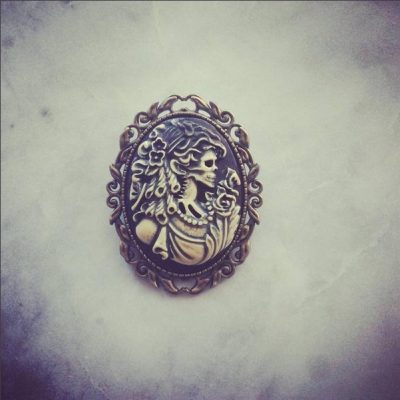 Copper Baroque Skull Brooch