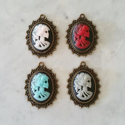 Set of 4 Mini Colourful Skull Pendants