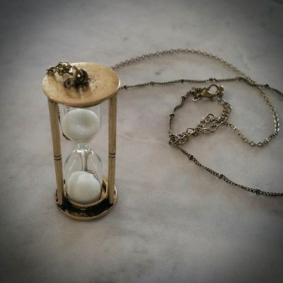 Antique Gold Glass Hourglass Necklace
