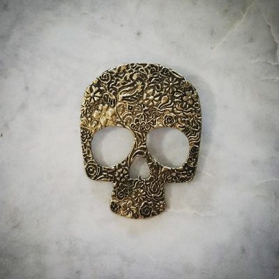 Large Vintage Gold Skull Pendant