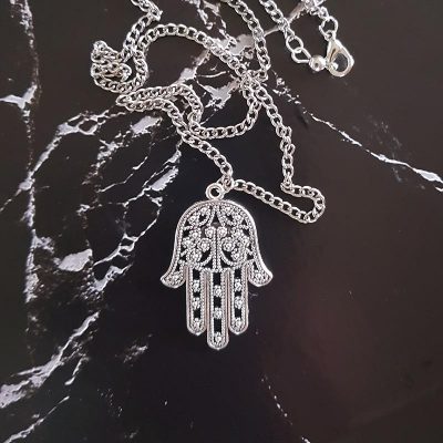 Hamsa Hand Silver Pendant Necklace