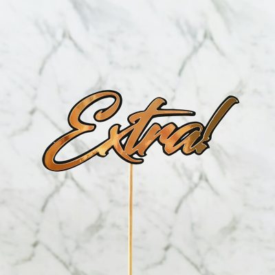 “Extra!” Gold and Black Cake Topper – Silver – Rose Gold