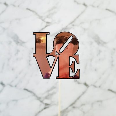 “LOVE” Rose Gold and Black Cake Topper – Gold – Silver – Red