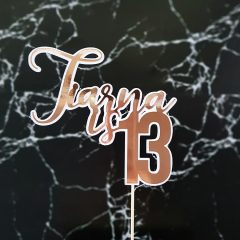 “Name is 13” Personalised Rose Gold and White Cake Topper – Silver – Gold (Copy)