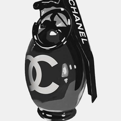 Chanel Black Grenade Print